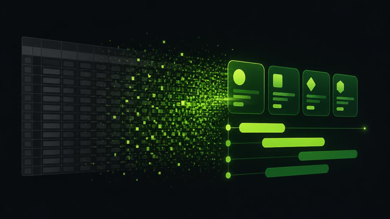 Hoja de cálculo transformándose en un tablero moderno de programación de producción